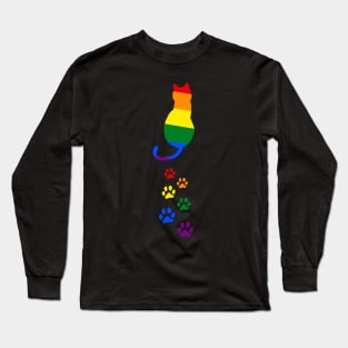 Cute Cat Paw Support LGBT Pride Long Sleeve T-Shirt